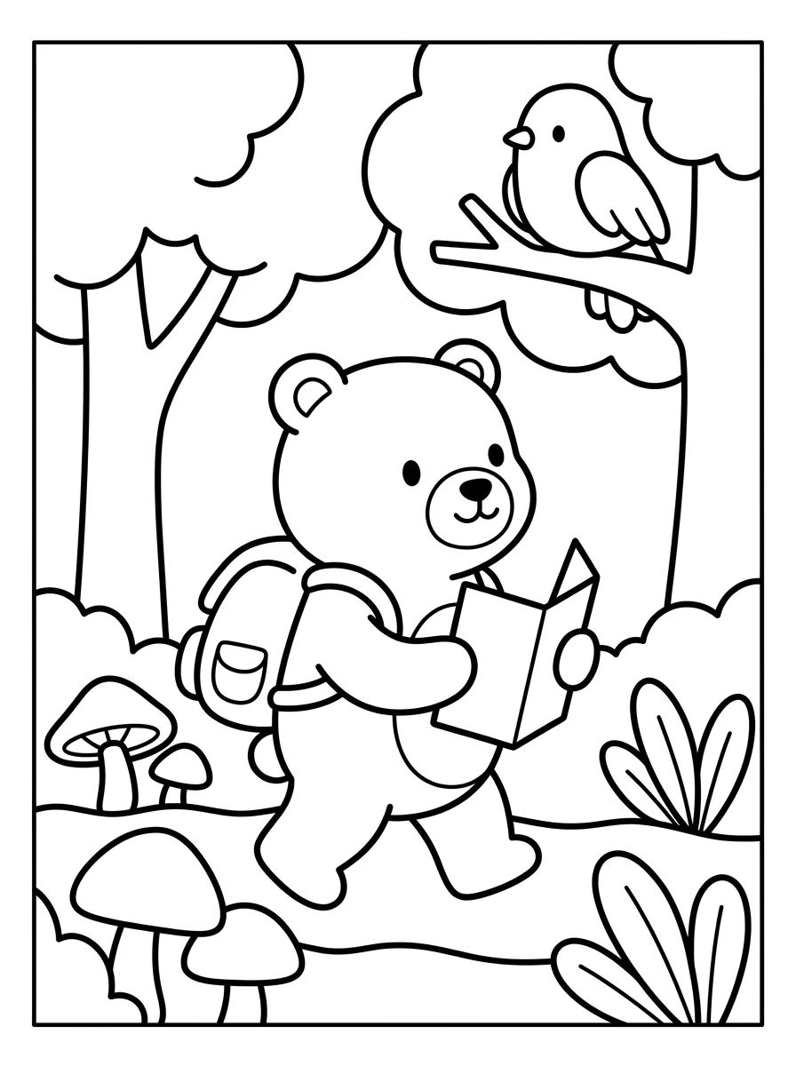Bobbie Passeando na Floresta com Mochila para colorir Desenho de Bobbie Passeando na Floresta com Mochila para colorir e imprimir grátis