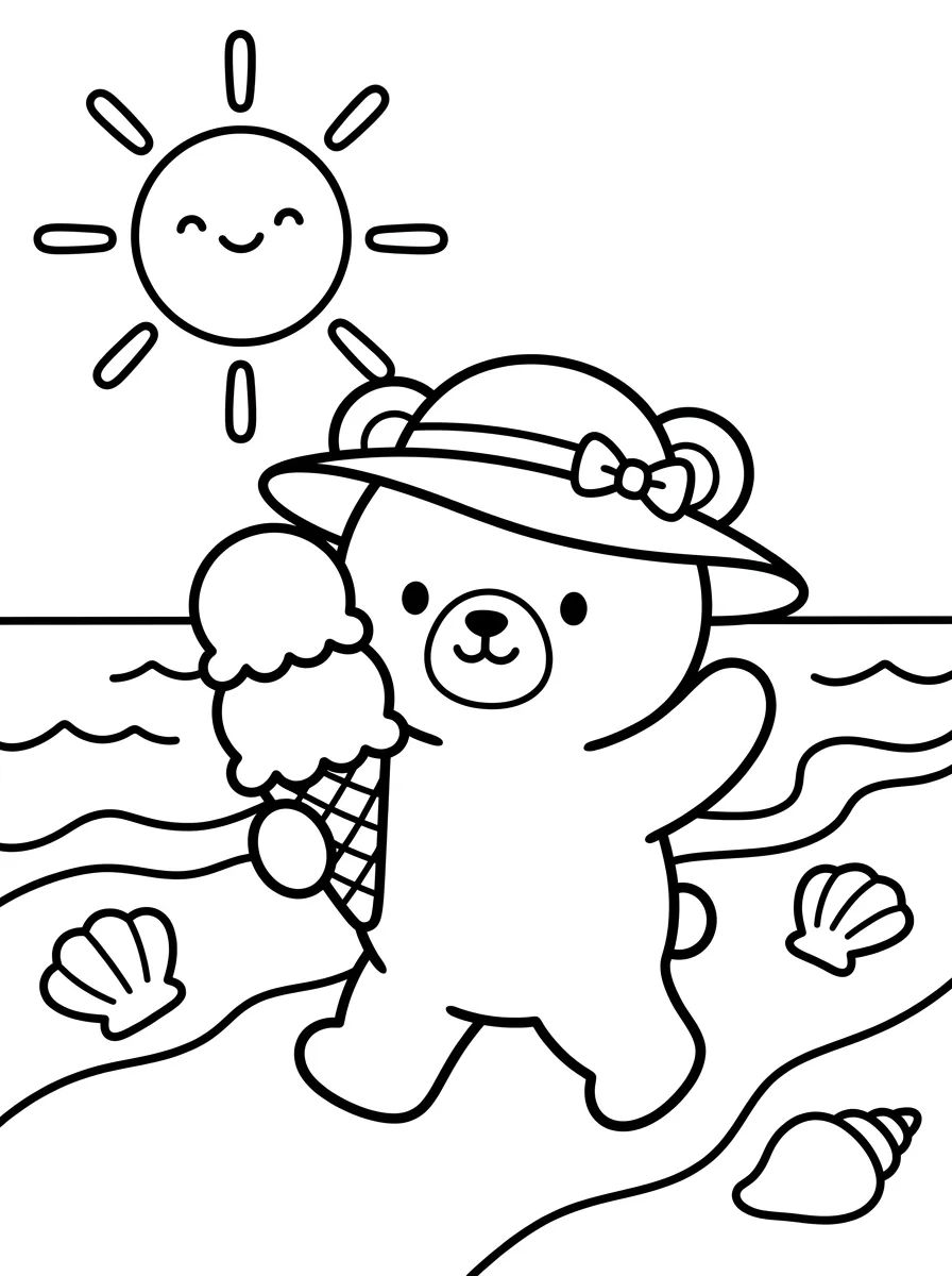 Bobbie Paseando en la Playa con Helado para colorir Desenho de Bobbie Paseando en la Playa con Helado para colorir e imprimir grátis