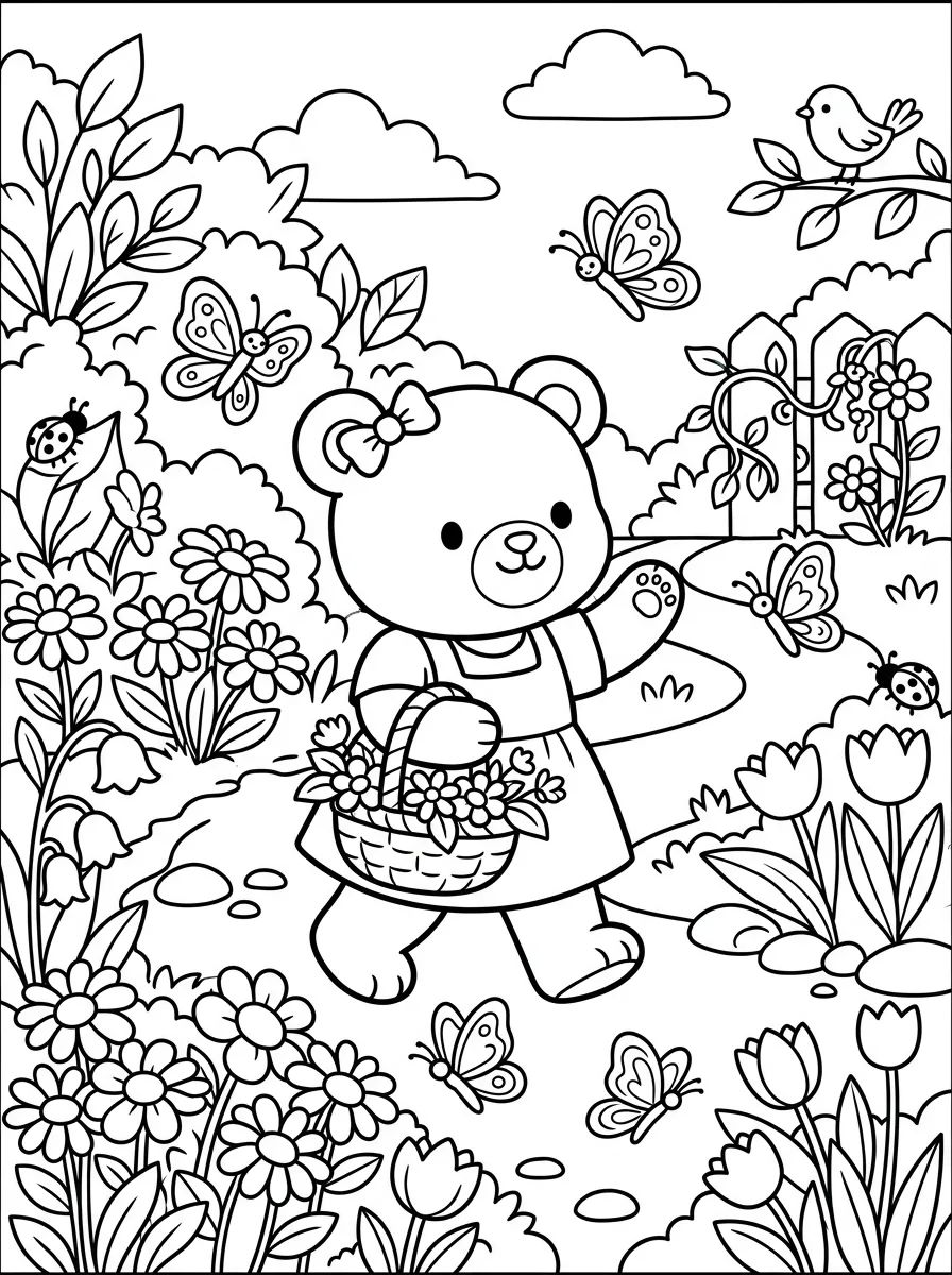 Bobbie Passeando no Jardim de Flores para colorir Desenho de Bobbie Passeando no Jardim de Flores para colorir e imprimir grátis