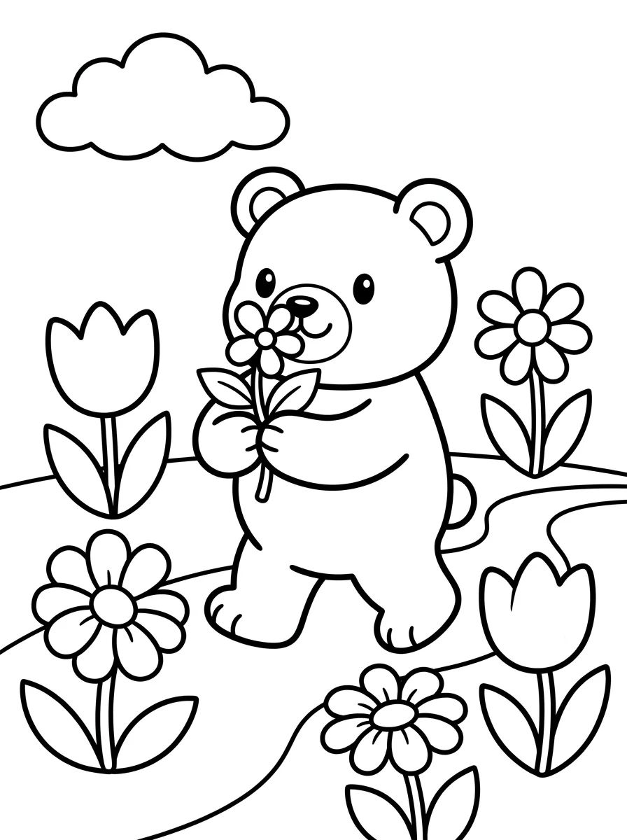 Bobbie Passeando no Jardim de Flores para colorir Desenho de Bobbie Passeando no Jardim de Flores para colorir e imprimir grátis