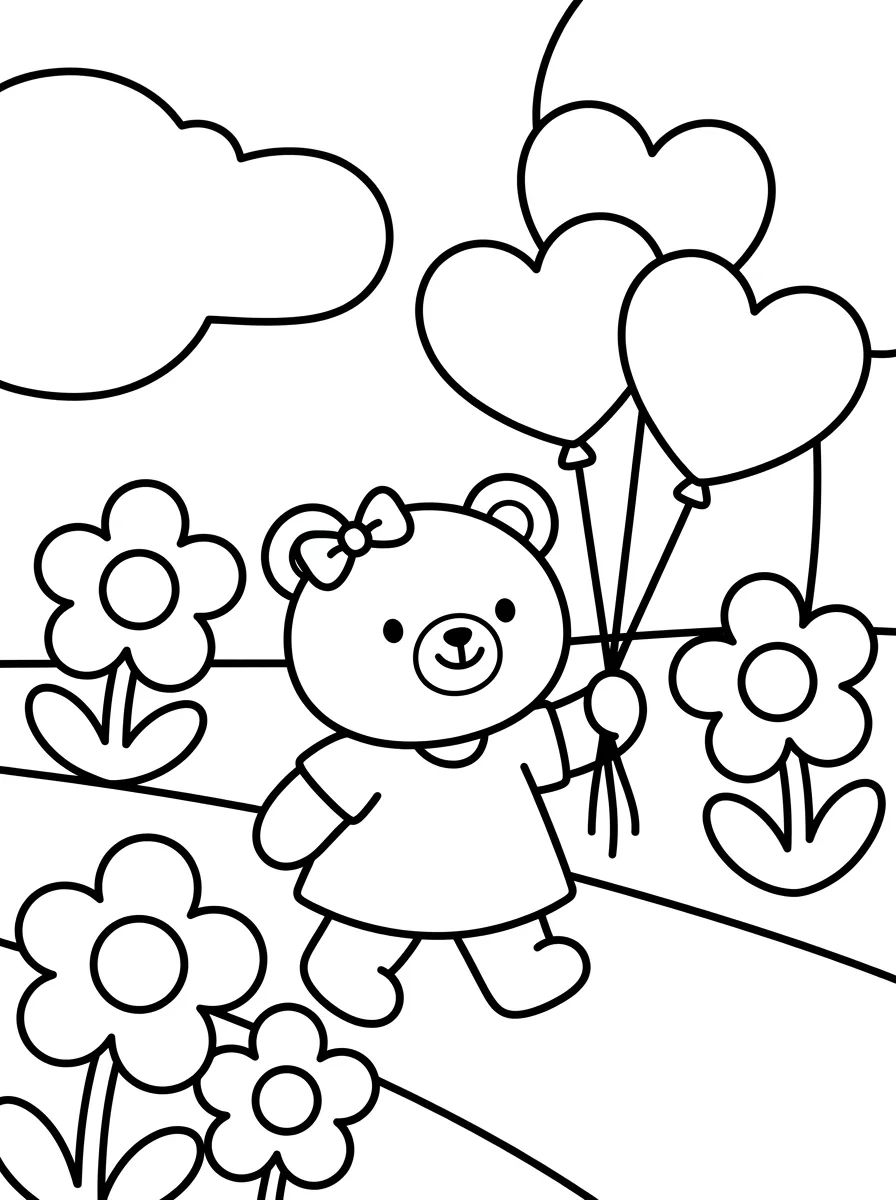 Bobbie Walking in the Park with Balloons para colorir Desenho de Bobbie Walking in the Park with Balloons para colorir e imprimir grátis