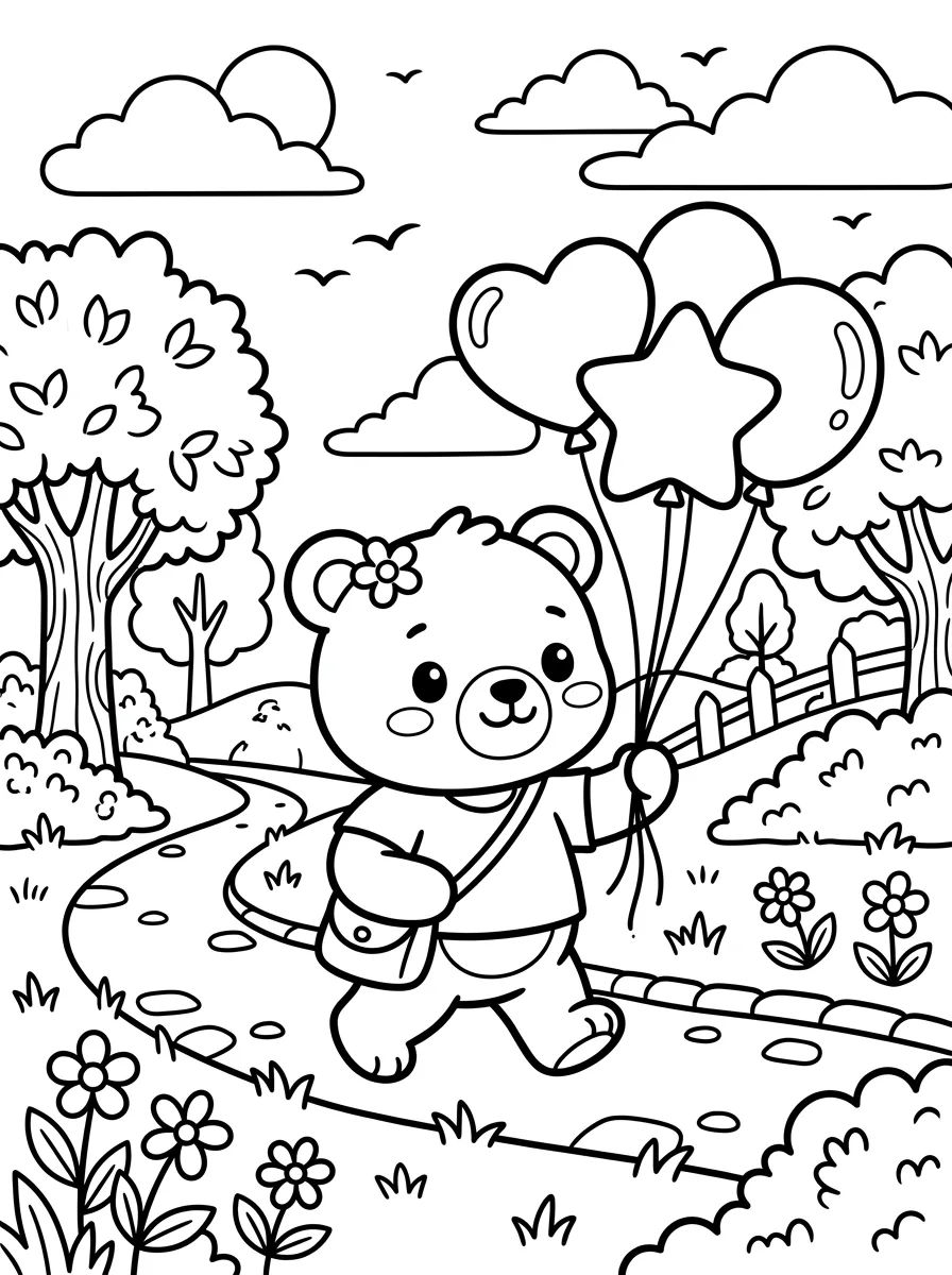 Coleção de desenhos para colorir: Ursinho Bobbie Passeando