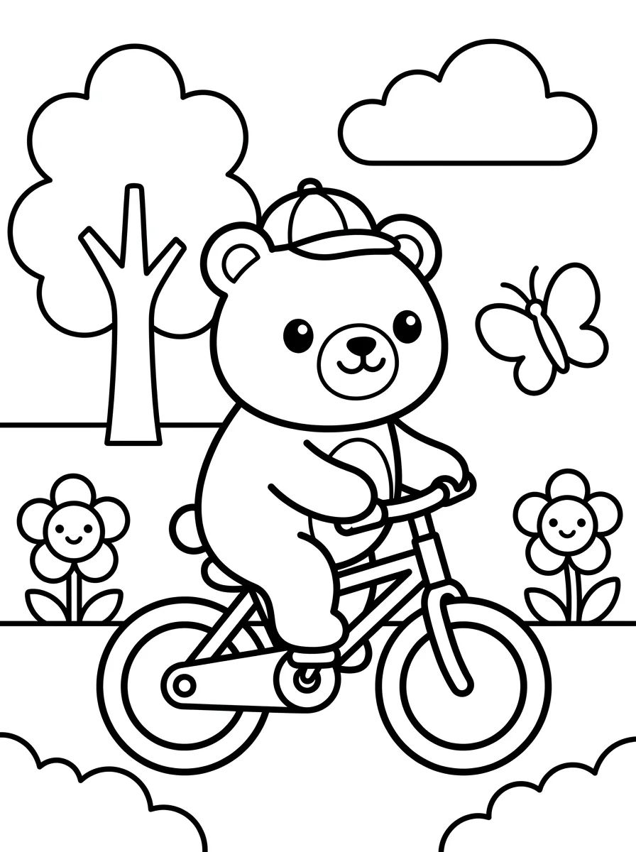 Bobbie Passeando no Parque de Bicicleta para colorir Desenho de Bobbie Passeando no Parque de Bicicleta para colorir e imprimir grátis
