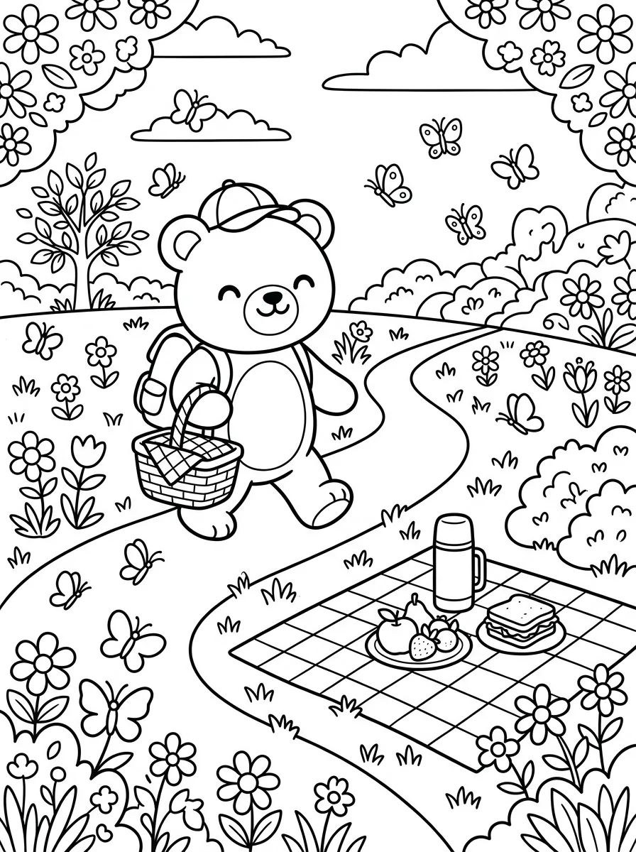Bobbie Passeando para um Piquenique para colorir Desenho de Bobbie Passeando para um Piquenique para colorir e imprimir grátis