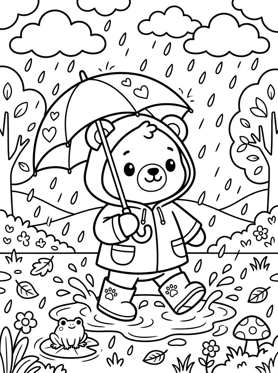 Bobbie Passeando sob a Chuva para colorir Desenho de Bobbie Passeando sob a Chuva para colorir e imprimir grátis