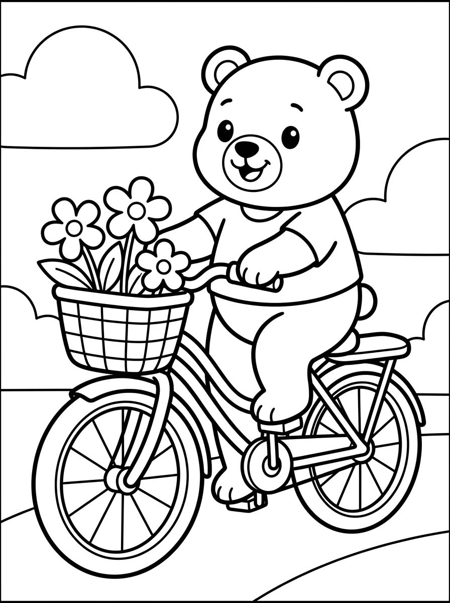 Ursinho Bobbie Passeando de Bicicleta para colorir Desenho de Ursinho Bobbie Passeando de Bicicleta para colorir e imprimir grátis