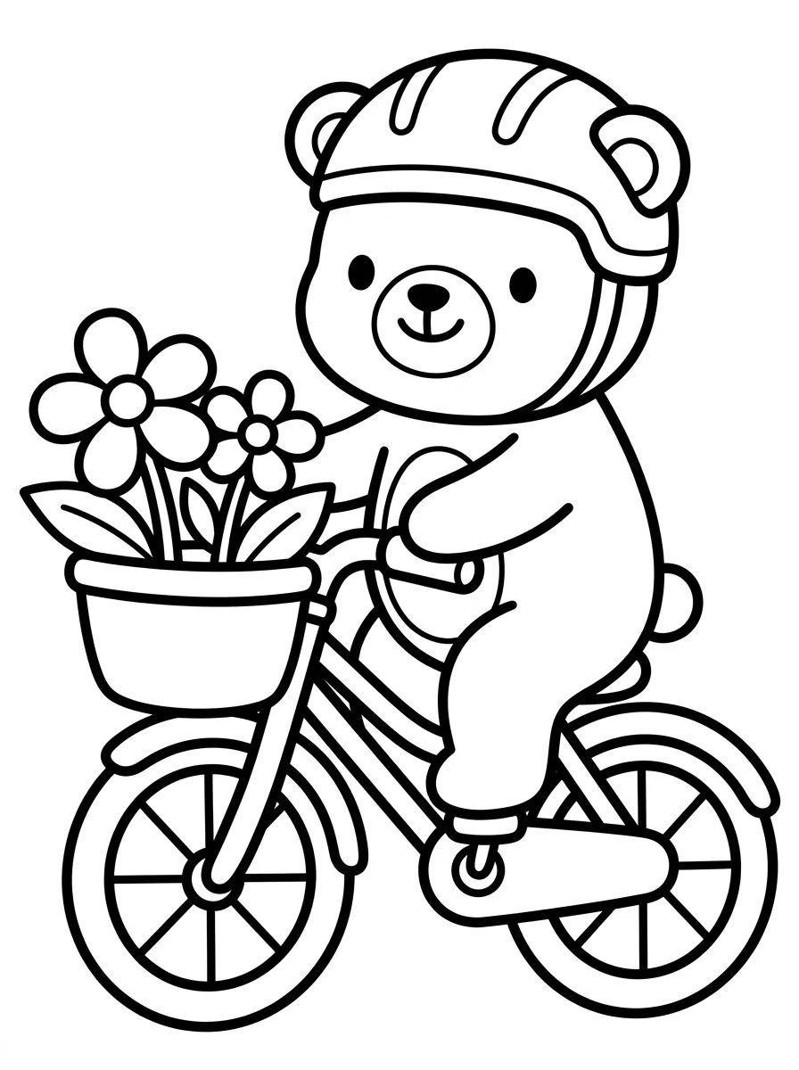 Ursinho Bobbie Passeando de Bicicleta para colorir Desenho de Ursinho Bobbie Passeando de Bicicleta para colorir e imprimir grátis