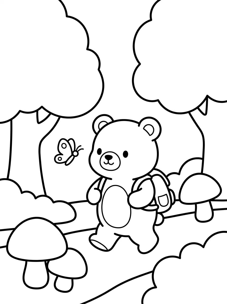 Ursinho Bobbie Passeando na Floresta para colorir Desenho de Ursinho Bobbie Passeando na Floresta para colorir e imprimir grátis