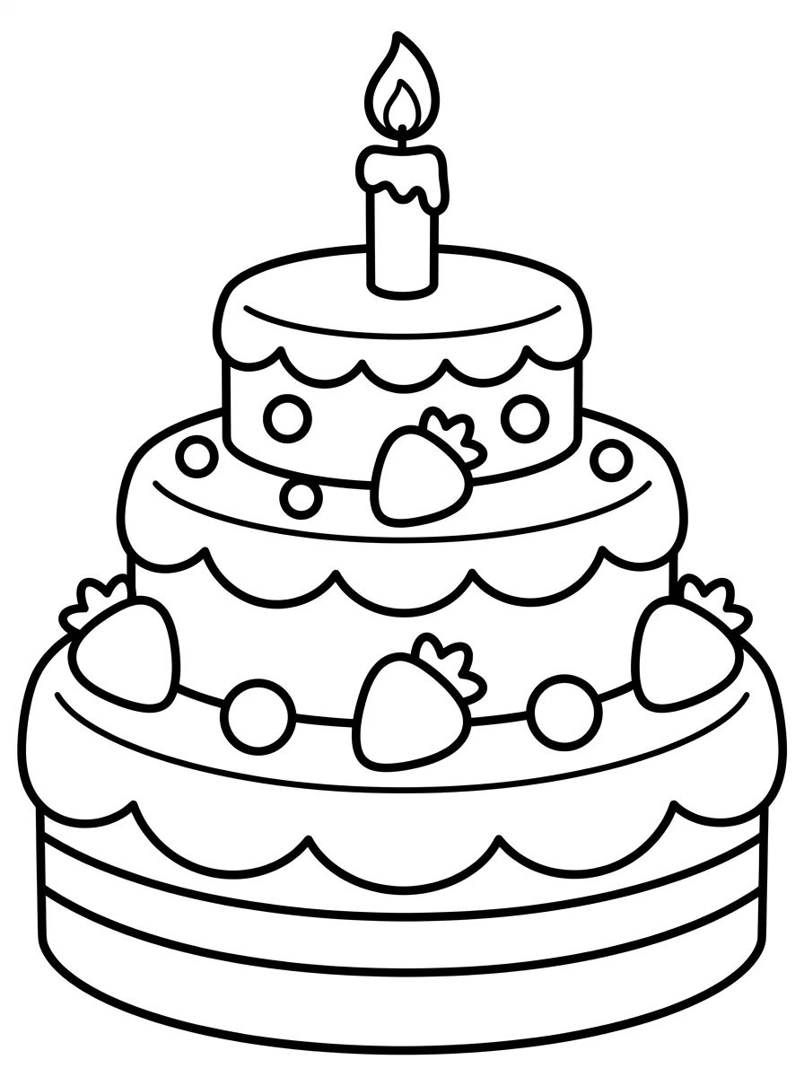 Pastel de Cumpleaños de Pisos con Velita para colorir Desenho de Pastel de Cumpleaños de Pisos con Velita para colorir e imprimir grátis