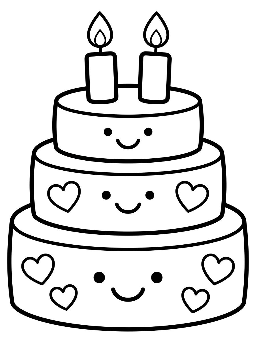 Bolo de Aniversário Encantado para colorir Desenho de Bolo de Aniversário Encantado para colorir e imprimir grátis