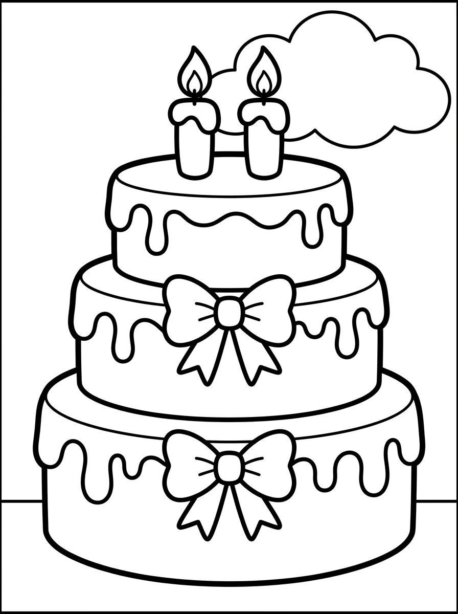Bolo de Aniversário Festivo para colorir Desenho de Bolo de Aniversário Festivo para colorir e imprimir grátis
