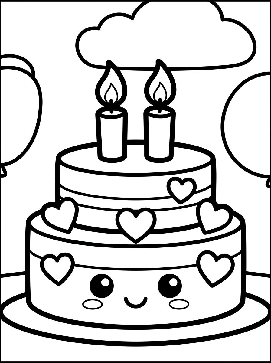 Pastel de Cumpleaños Festivo para colorir Desenho de Pastel de Cumpleaños Festivo para colorir e imprimir grátis