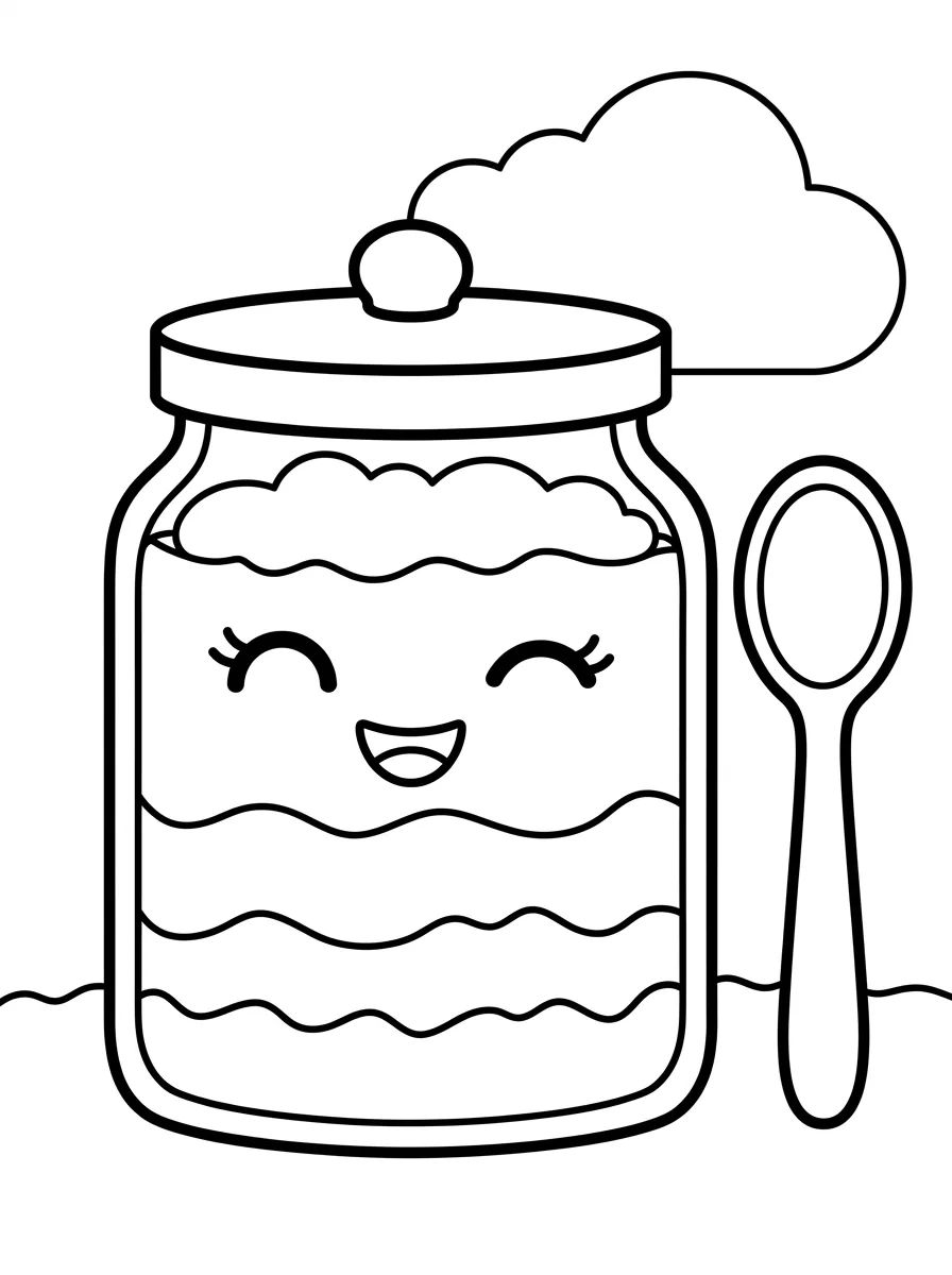 Bolo no Pote Kawaii para colorir Desenho de Bolo no Pote Kawaii para colorir e imprimir grátis