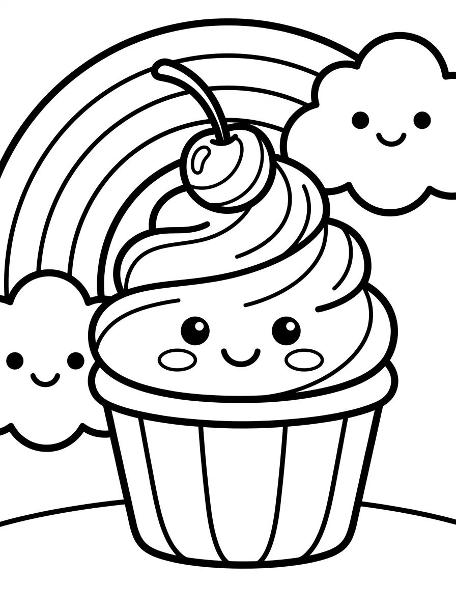 Cupcake Arco-Íris para colorir Desenho de Cupcake Arco-Íris para colorir e imprimir grátis