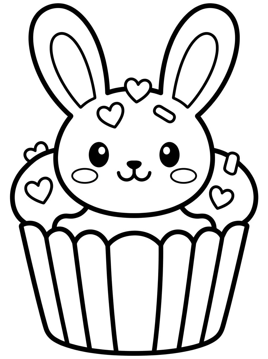 Cupcake de Coelhinho com Cobertura de Sorvete para colorir Desenho de Cupcake de Coelhinho com Cobertura de Sorvete para colorir e imprimir grátis