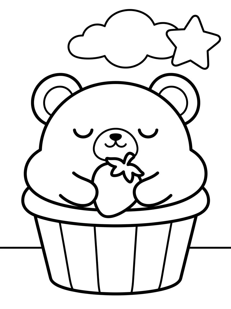Cupcake de Ursinho Doce para colorir Desenho de Cupcake de Ursinho Doce para colorir e imprimir grátis