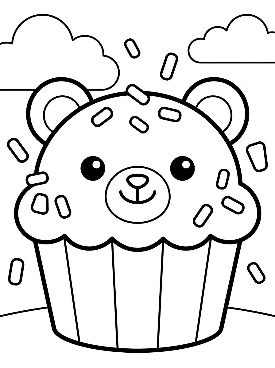 Cupcake em Forma de Ursinho para colorir Desenho de Cupcake em Forma de Ursinho para colorir e imprimir grátis