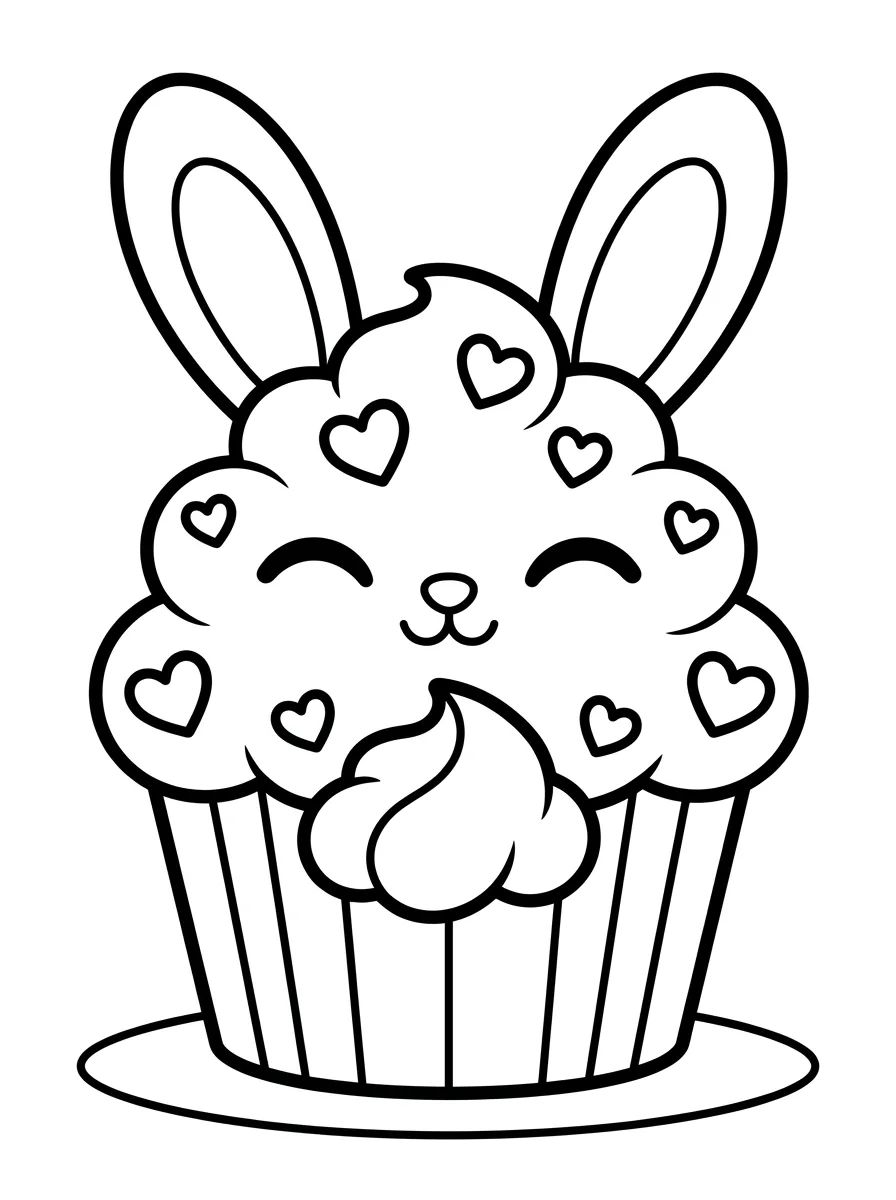 Cupcake Disfraz de Conejito para colorir Desenho de Cupcake Disfraz de Conejito para colorir e imprimir grátis