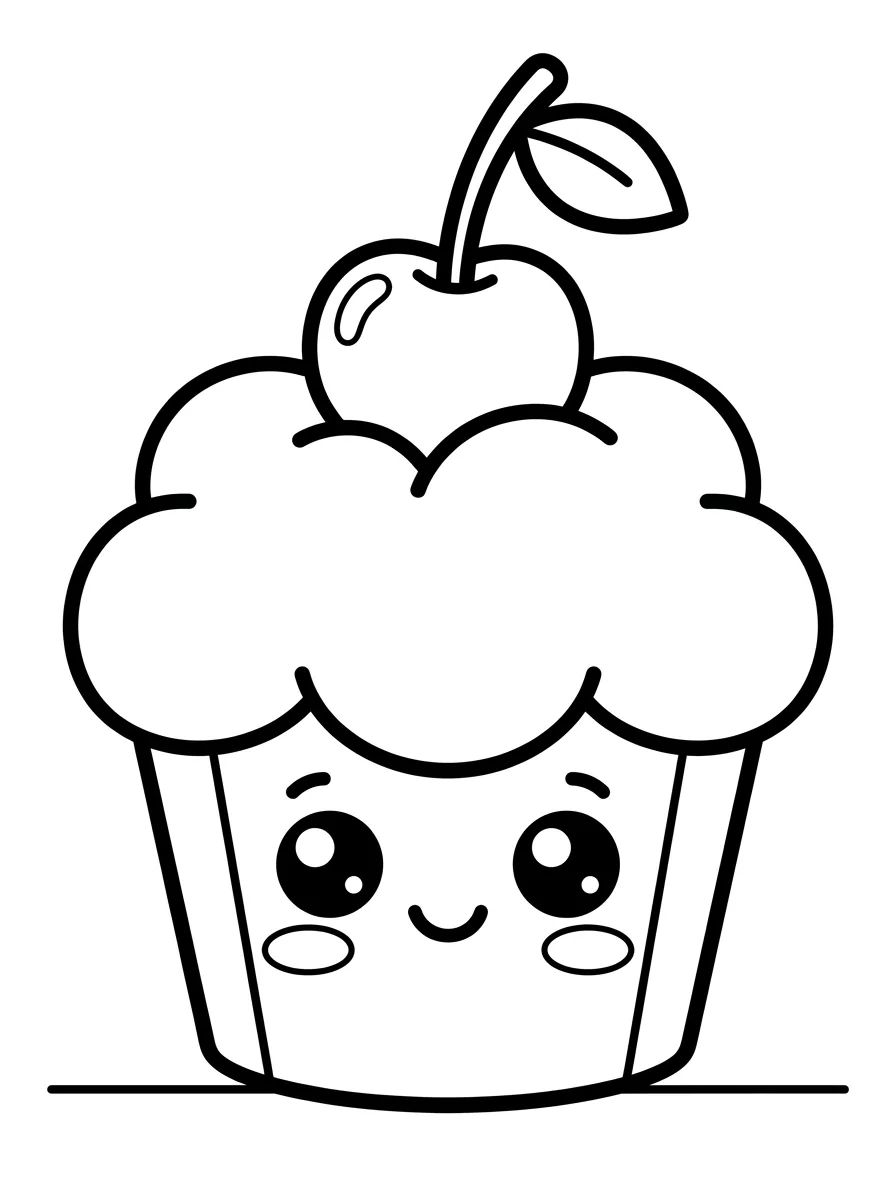 Coleção de desenhos para colorir: Bolos e Cupcakes Fofos