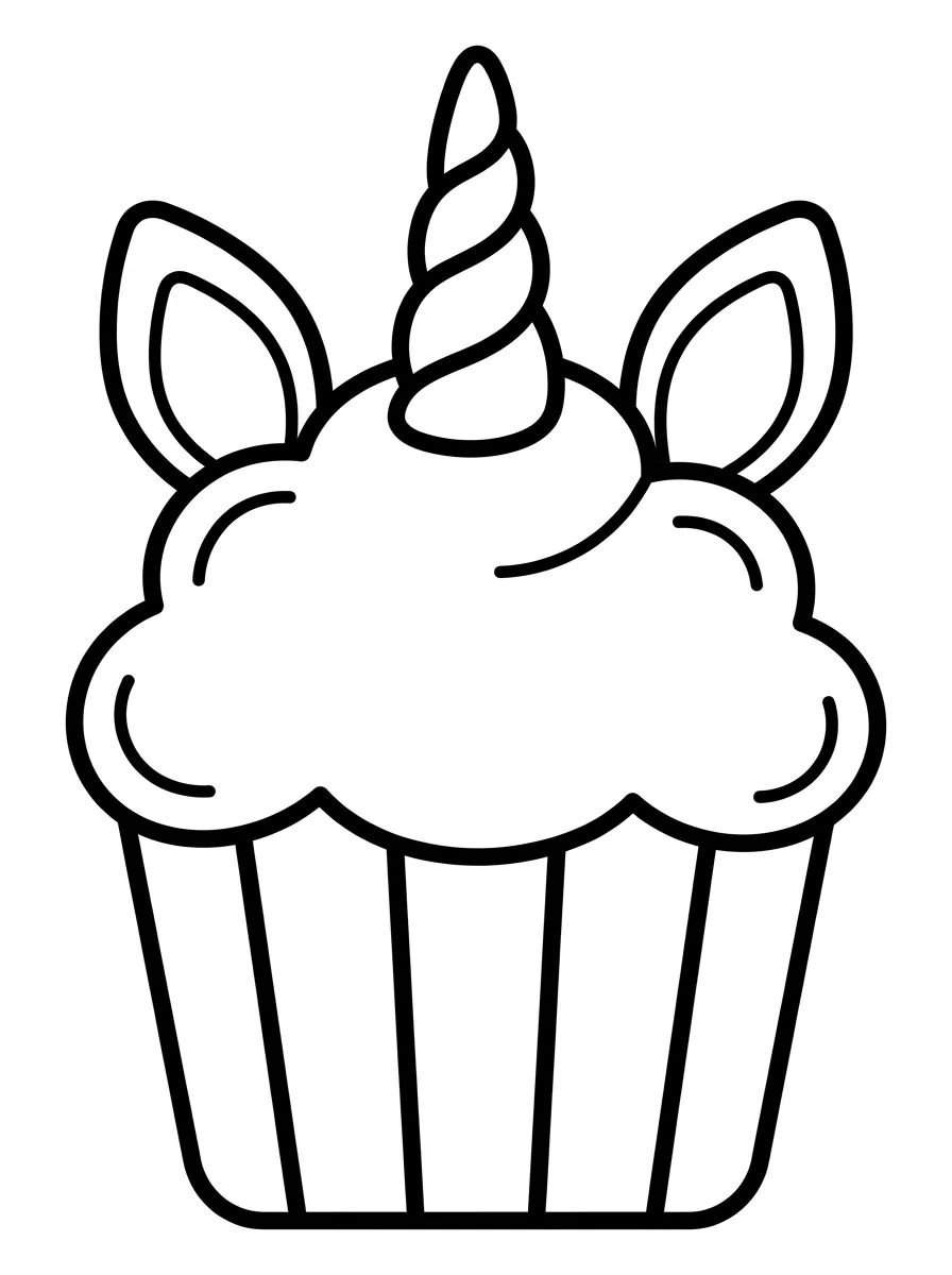 Cupcake Unicórnio Mágico para colorir Desenho de Cupcake Unicórnio Mágico para colorir e imprimir grátis