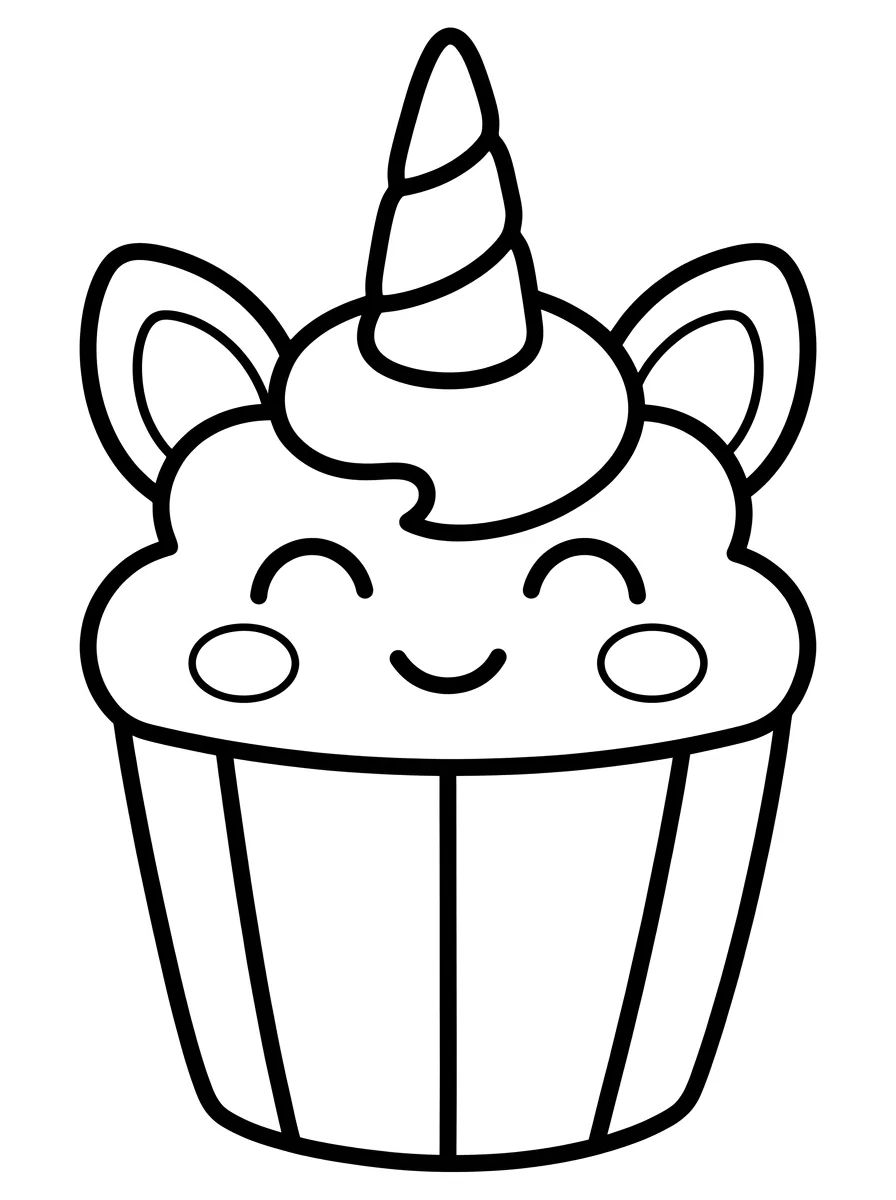 Cupcake Unicórnio Mágico para colorir Desenho de Cupcake Unicórnio Mágico para colorir e imprimir grátis