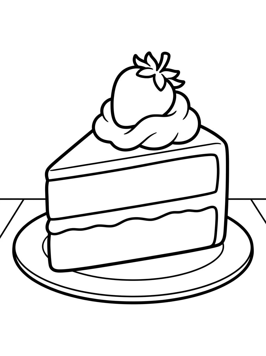 Fatia de Bolo de Morango para colorir Desenho de Fatia de Bolo de Morango para colorir e imprimir grátis