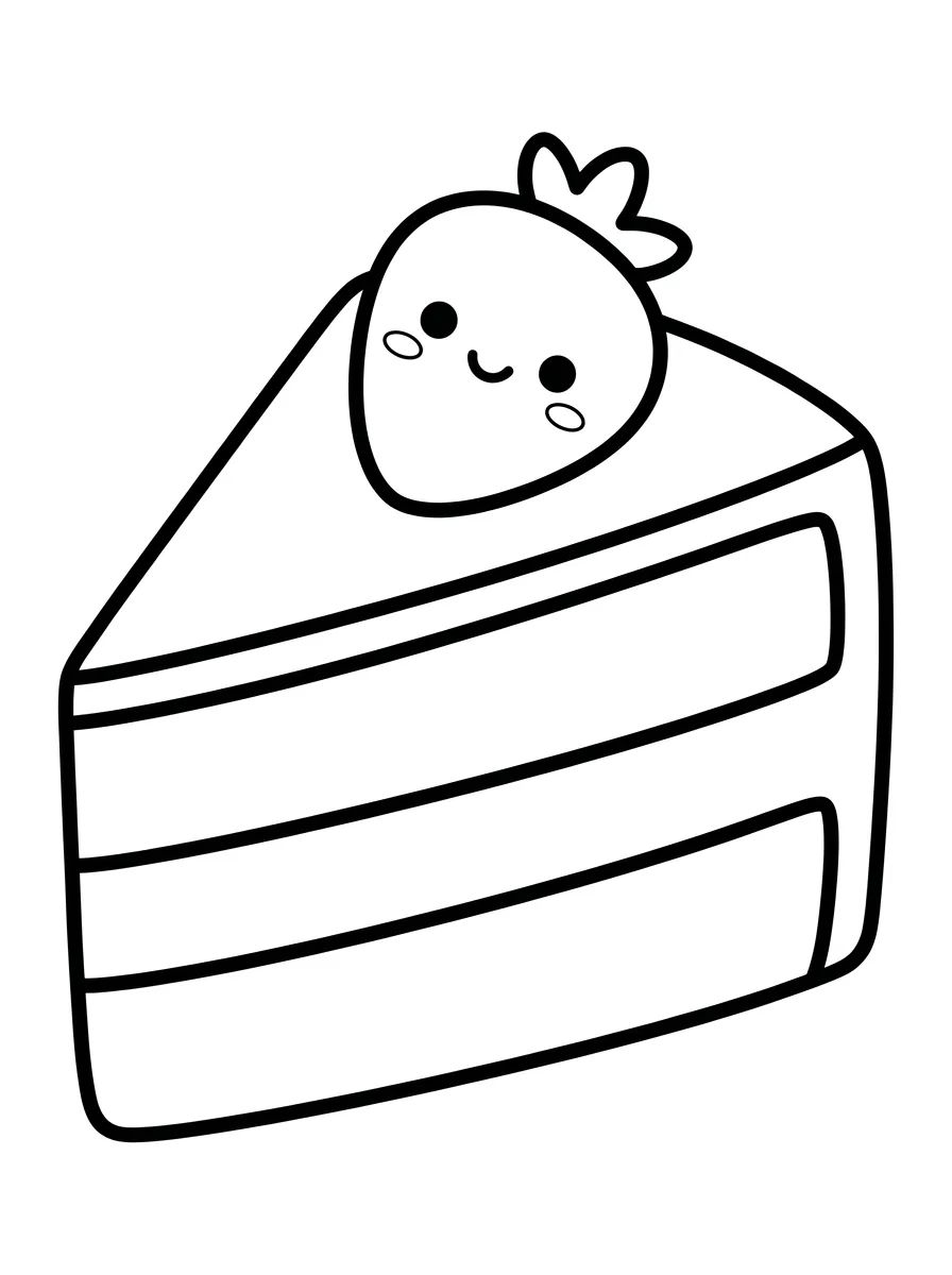 Fatia de Bolo de Morango Fofinha para colorir Desenho de Fatia de Bolo de Morango Fofinha para colorir e imprimir grátis