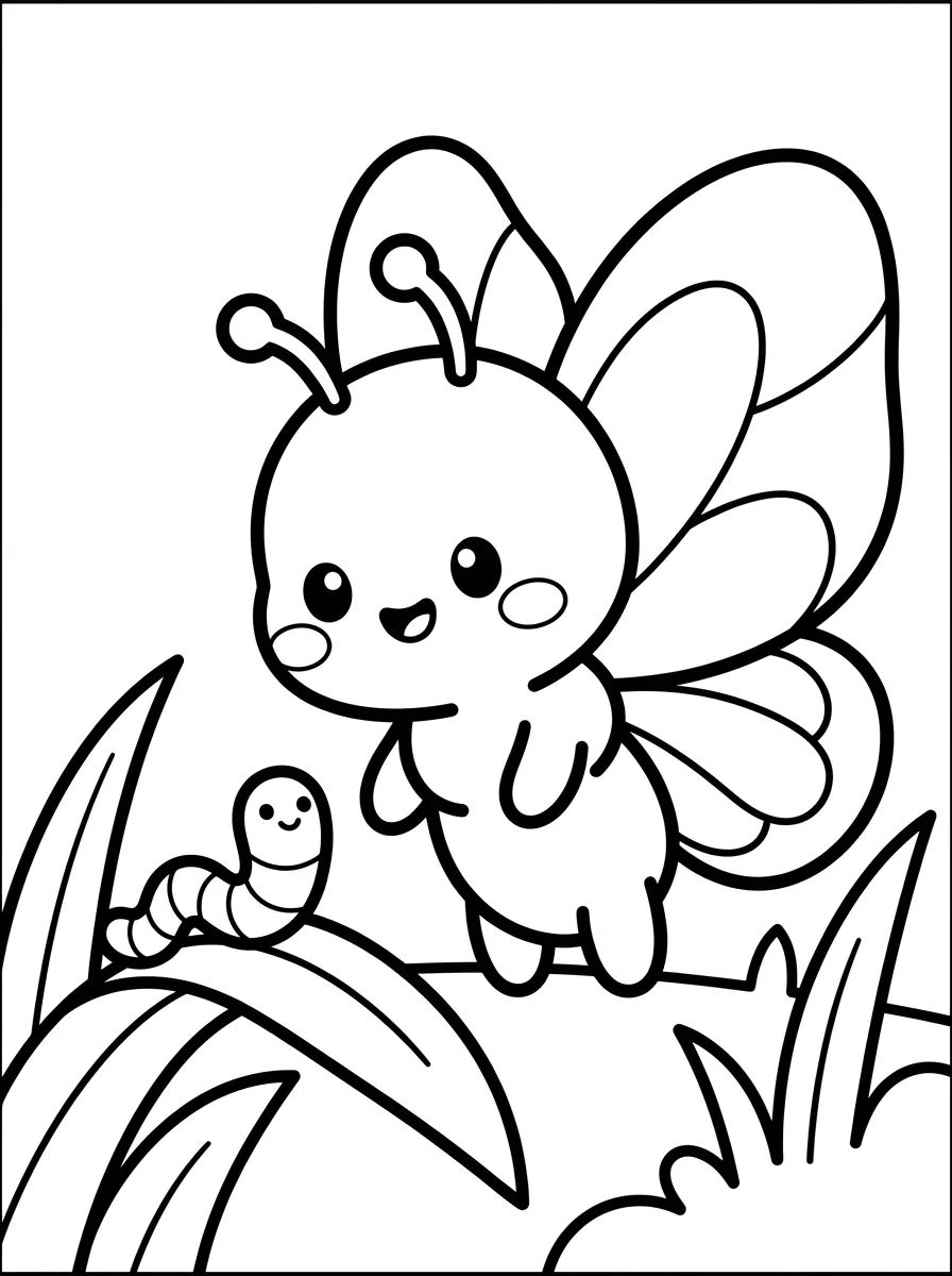 Curious Baby Butterfly para colorir Desenho de Curious Baby Butterfly para colorir e imprimir grátis