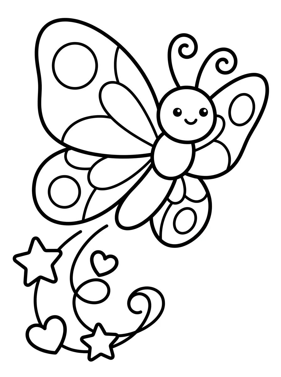 Borboleta Encantada com Estrelinhas para colorir Desenho de Borboleta Encantada com Estrelinhas para colorir e imprimir grátis