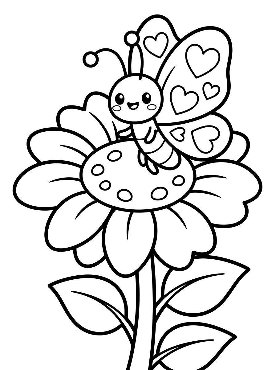 Borboleta Feliz na Flor Mágica para colorir Desenho de Borboleta Feliz na Flor Mágica para colorir e imprimir grátis