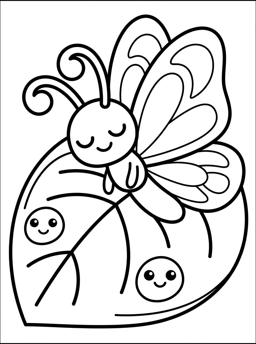 Borboleta Preguiçosa na Folha para colorir Desenho de Borboleta Preguiçosa na Folha para colorir e imprimir grátis