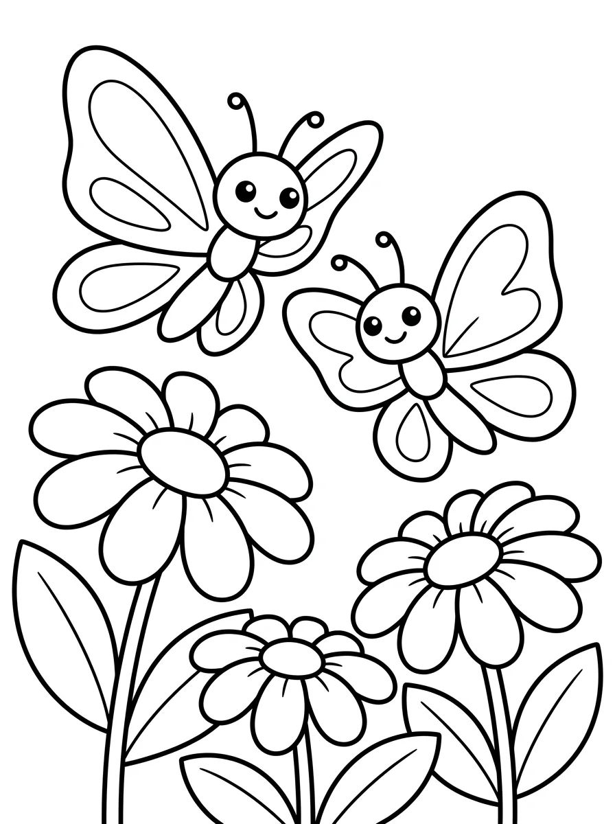 Dupla de Borboletas Amigas para colorir Desenho de Dupla de Borboletas Amigas para colorir e imprimir grátis