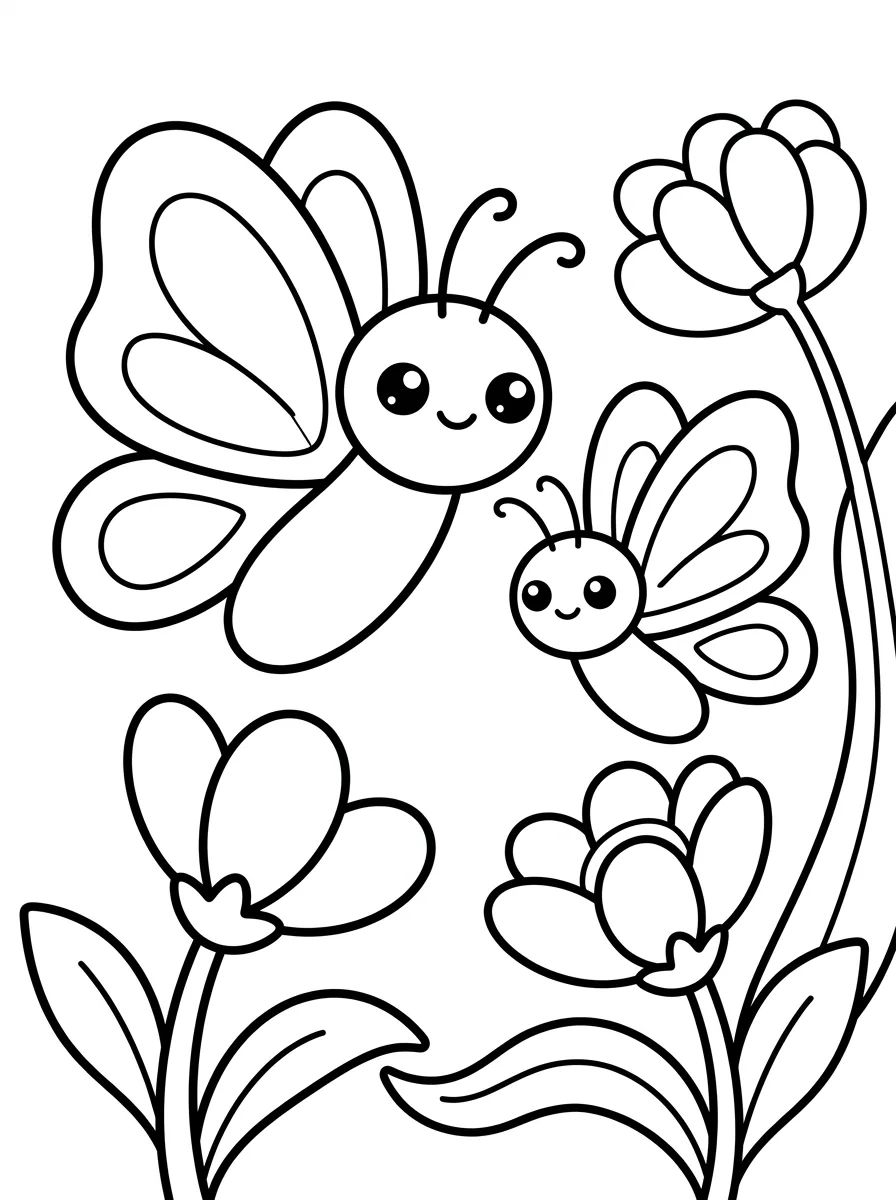 Família de Borboletas no Jardim para colorir Desenho de Família de Borboletas no Jardim para colorir e imprimir grátis