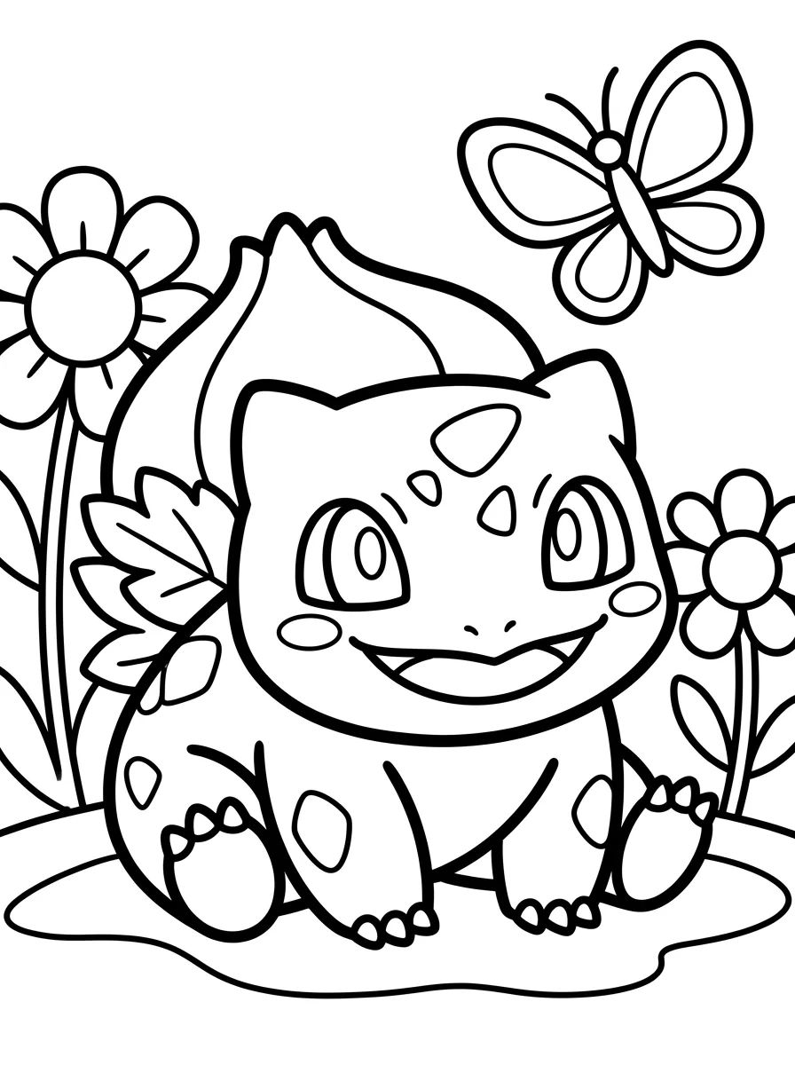 Bulbasauro Sorridente no Jardim para colorir Desenho de Bulbasauro Sorridente no Jardim para colorir e imprimir grátis