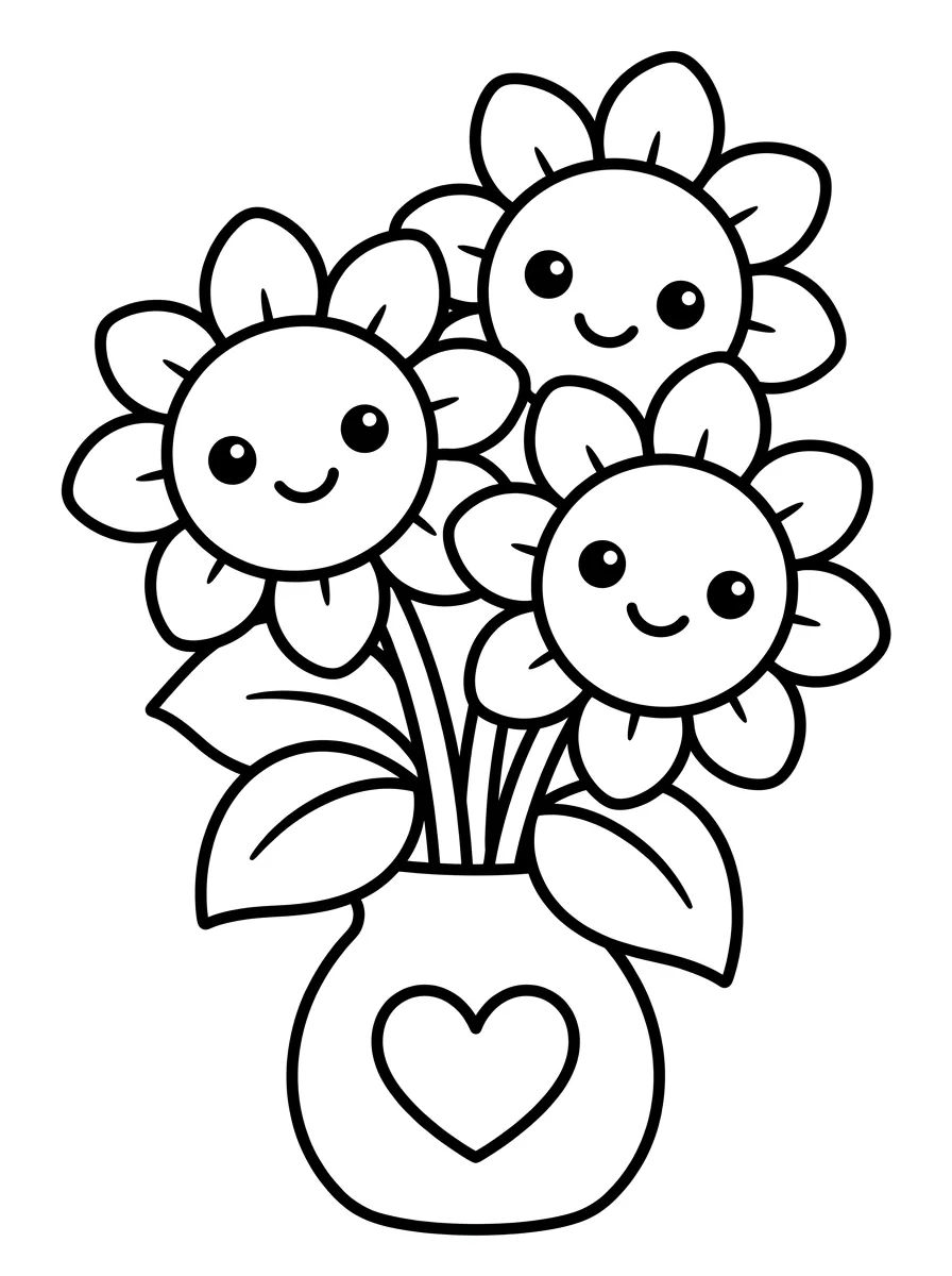 Buquê de Girassóis no Vasinho para colorir Desenho de Buquê de Girassóis no Vasinho para colorir e imprimir grátis