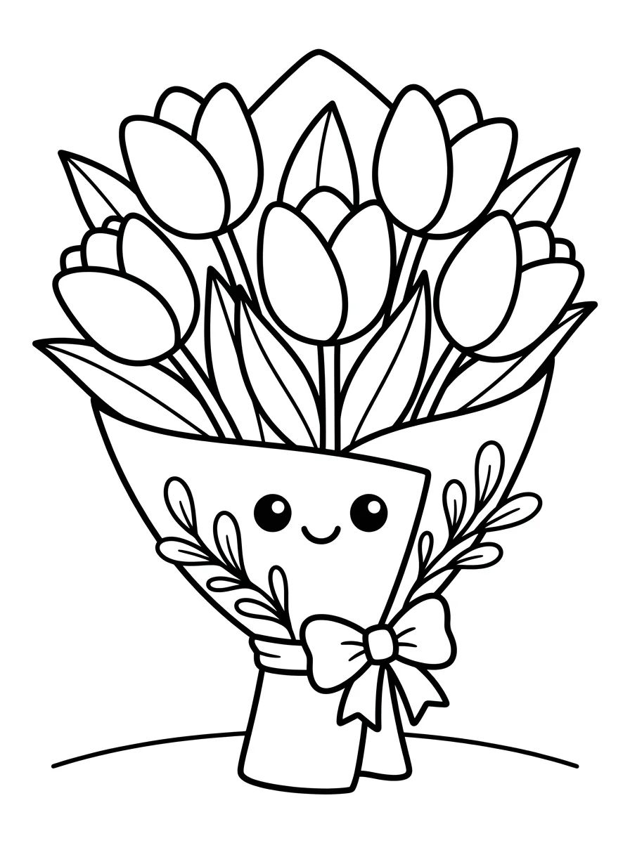 Magical Tulip Bouquet para colorir Desenho de Magical Tulip Bouquet para colorir e imprimir grátis