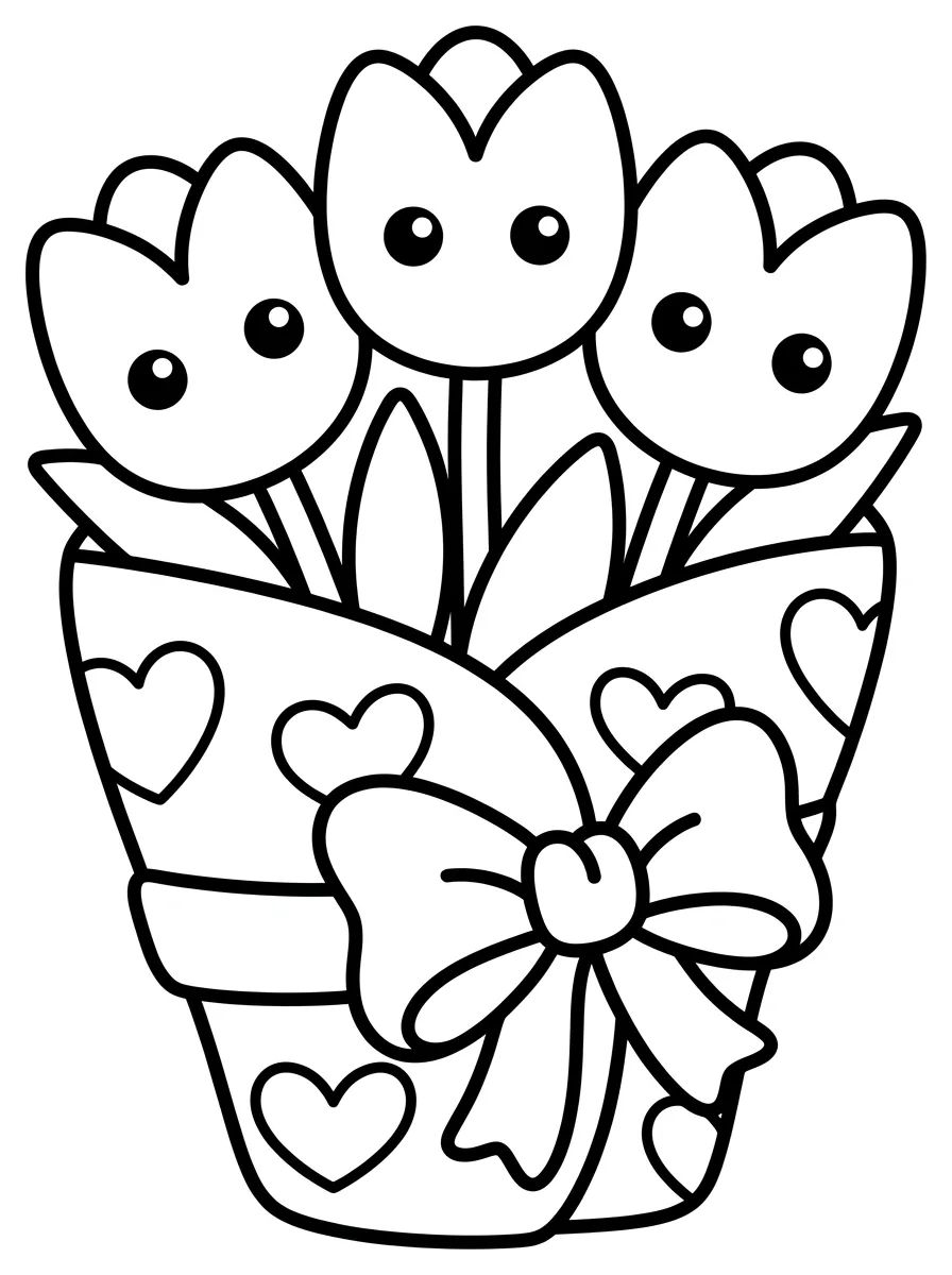 Buquê de Tulipas Encantado para colorir Desenho de Buquê de Tulipas Encantado para colorir e imprimir grátis