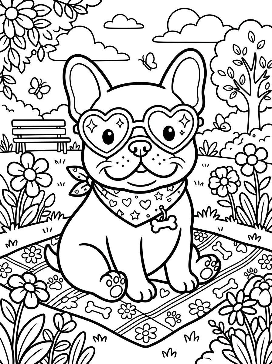 Bulldog Francês Estiloso para colorir Desenho de Bulldog Francês Estiloso para colorir e imprimir grátis