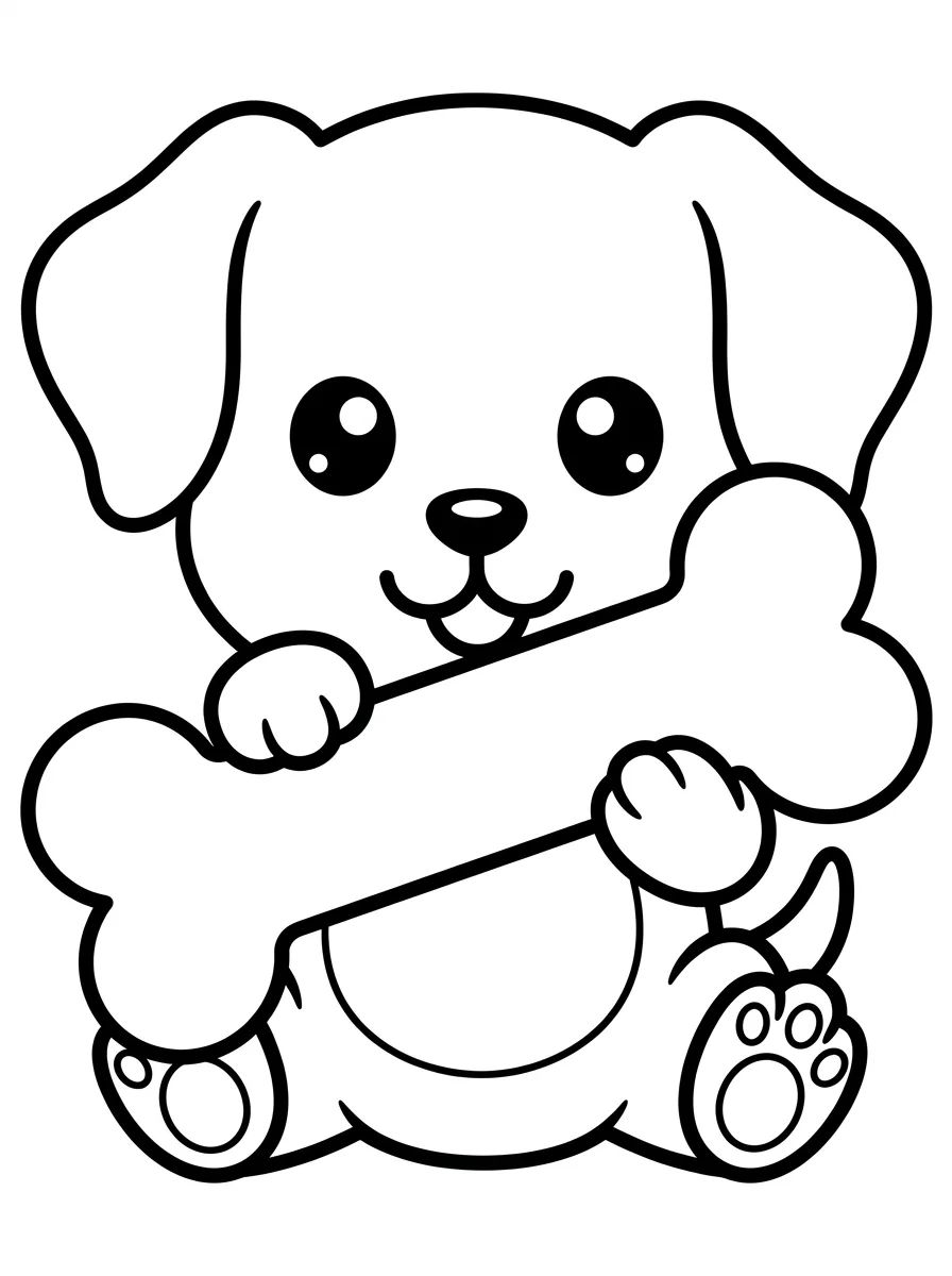 Cachorrinho Comendo Osso para colorir Desenho de Cachorrinho Comendo Osso para colorir e imprimir grátis