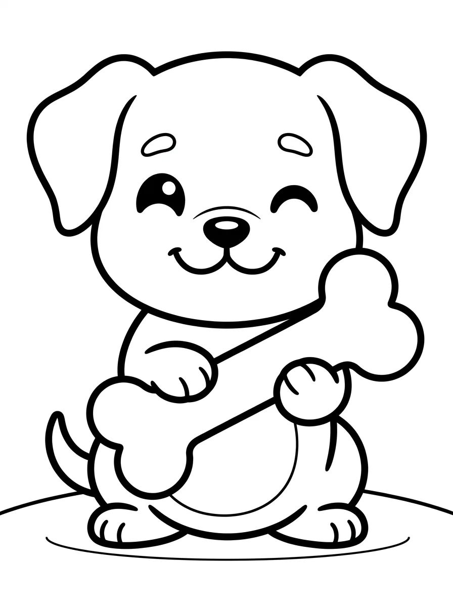 Cachorrinho Filhote com Ossinho para colorir Desenho de Cachorrinho Filhote com Ossinho para colorir e imprimir grátis