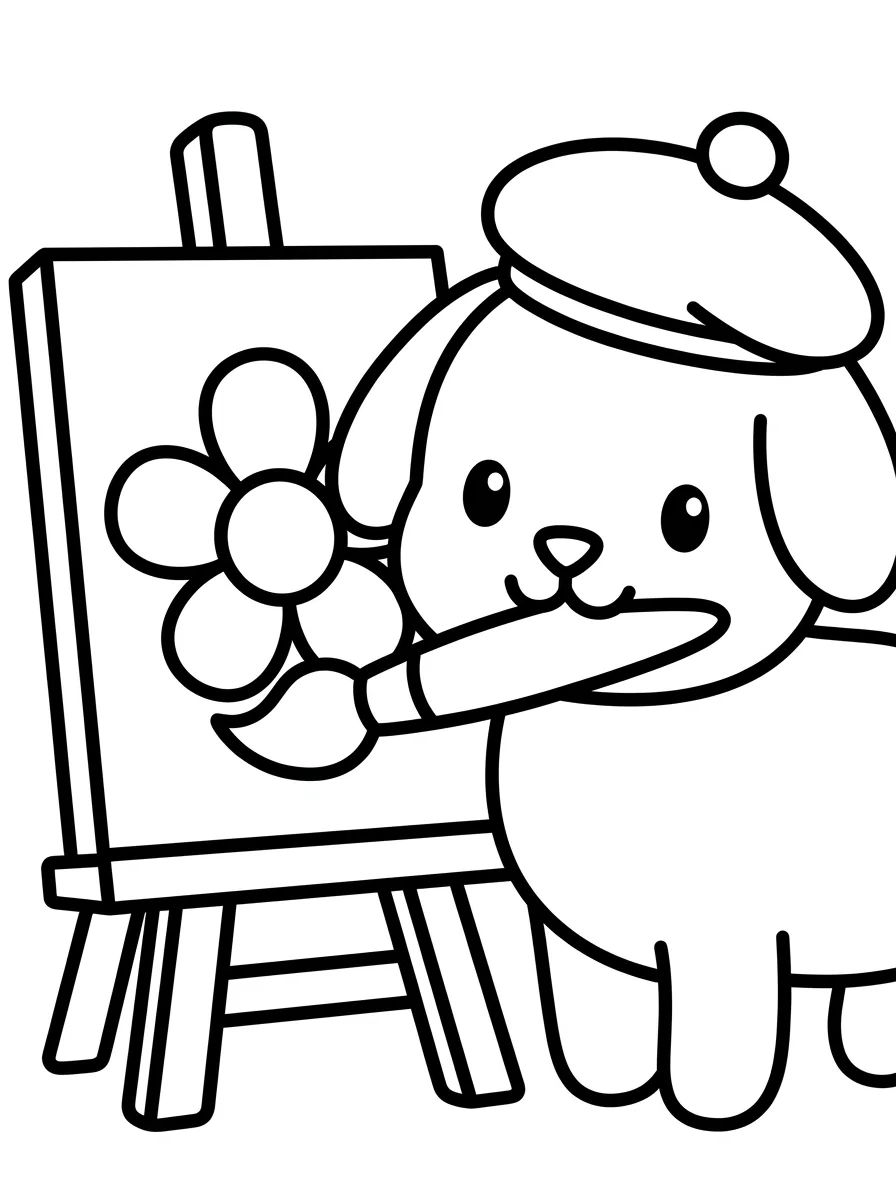 Cachorrinho Pintor com Pincel para colorir Desenho de Cachorrinho Pintor com Pincel para colorir e imprimir grátis