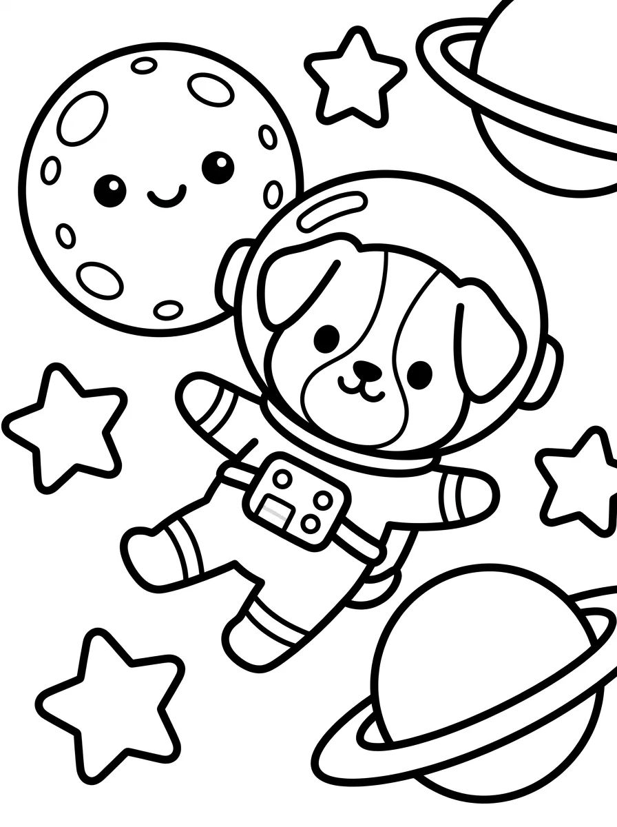 Astronaut Dog in Space para colorir Desenho de Astronaut Dog in Space para colorir e imprimir grátis