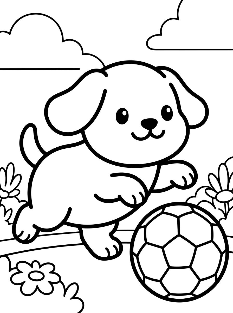Cachorro Brincando com Bola para colorir Desenho de Cachorro Brincando com Bola para colorir e imprimir grátis