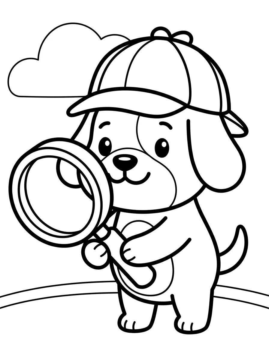 Cachorro Detetive com Lupa para colorir Desenho de Cachorro Detetive com Lupa para colorir e imprimir grátis