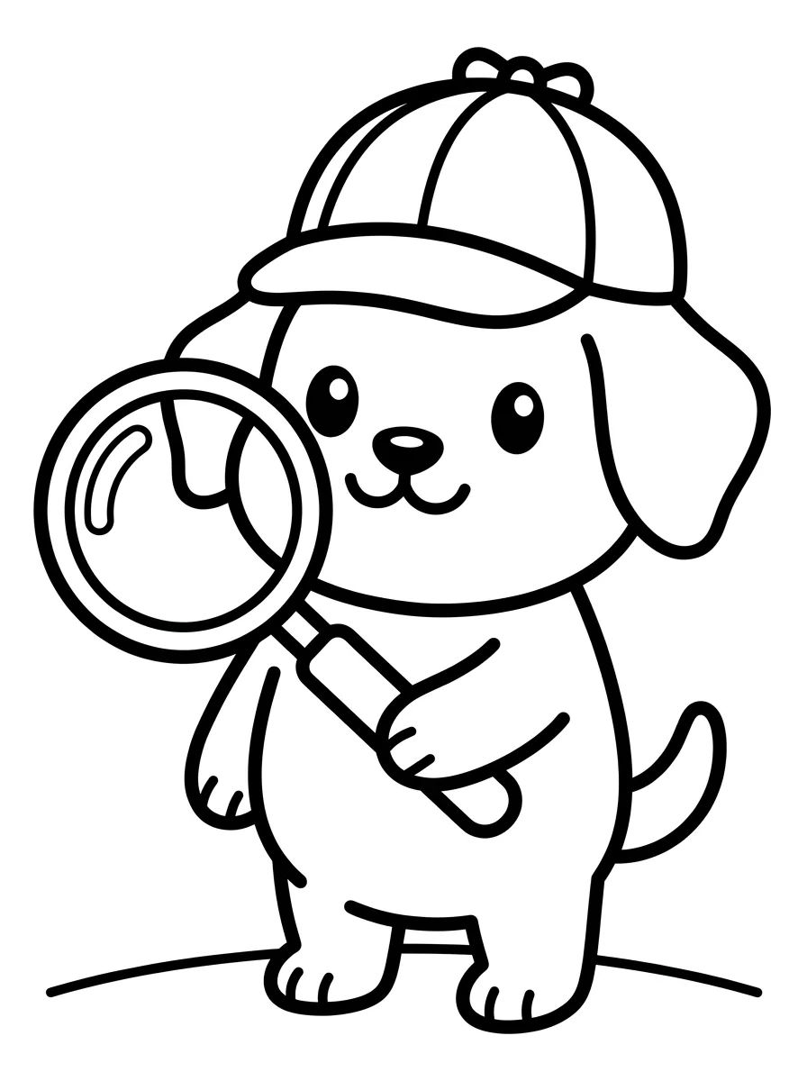 Cachorro Detetive com Lupa para colorir Desenho de Cachorro Detetive com Lupa para colorir e imprimir grátis