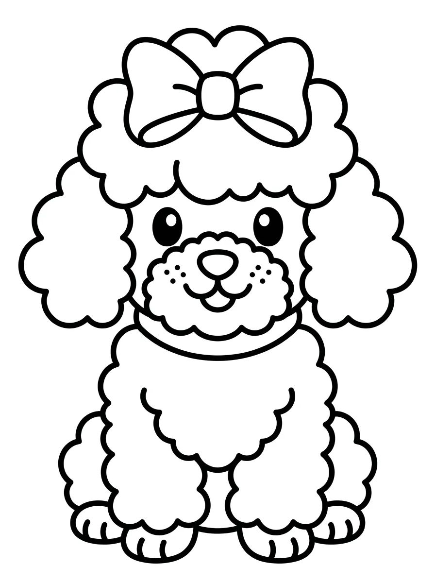 Cachorro Poodle com Laço para colorir Desenho de Cachorro Poodle com Laço para colorir e imprimir grátis