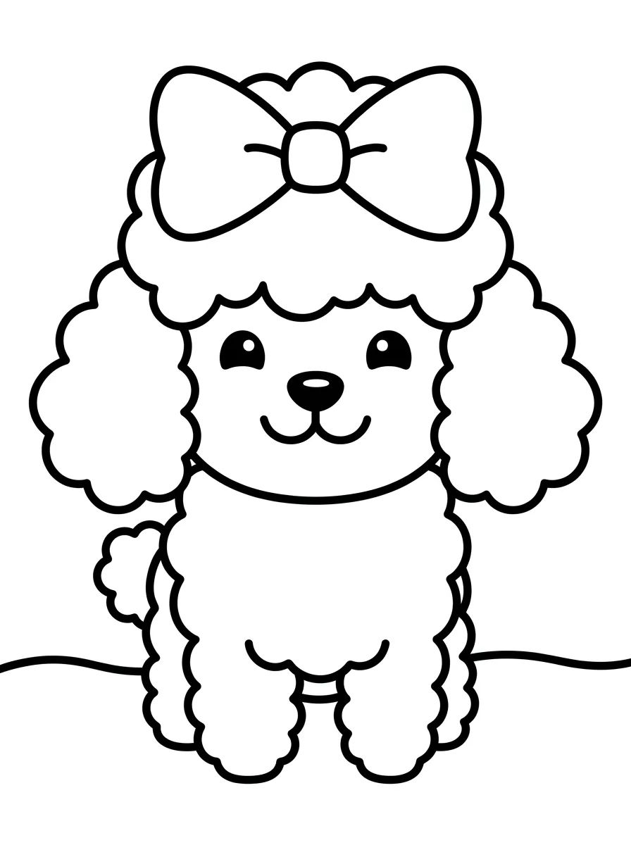 Cachorro Poodle de Laço Fofo para colorir Desenho de Cachorro Poodle de Laço Fofo para colorir e imprimir grátis