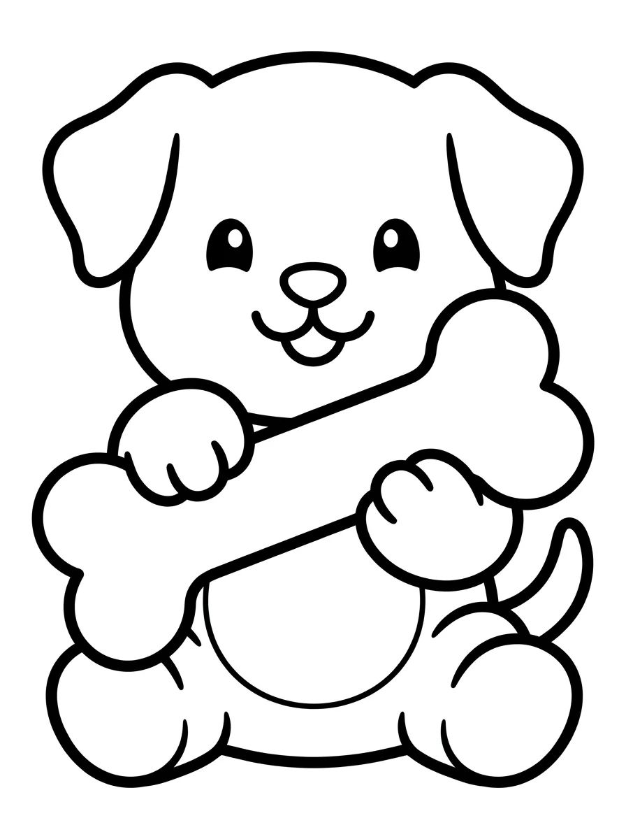Filhote de Cachorro com Ossinho para colorir Desenho de Filhote de Cachorro com Ossinho para colorir e imprimir grátis