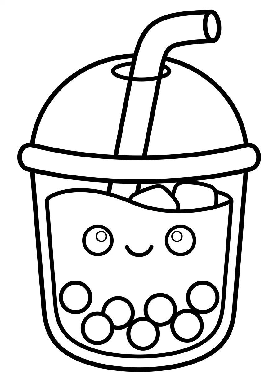 Bubble Tea Fofo com Bolinhas para colorir Desenho de Bubble Tea Fofo com Bolinhas para colorir e imprimir grátis