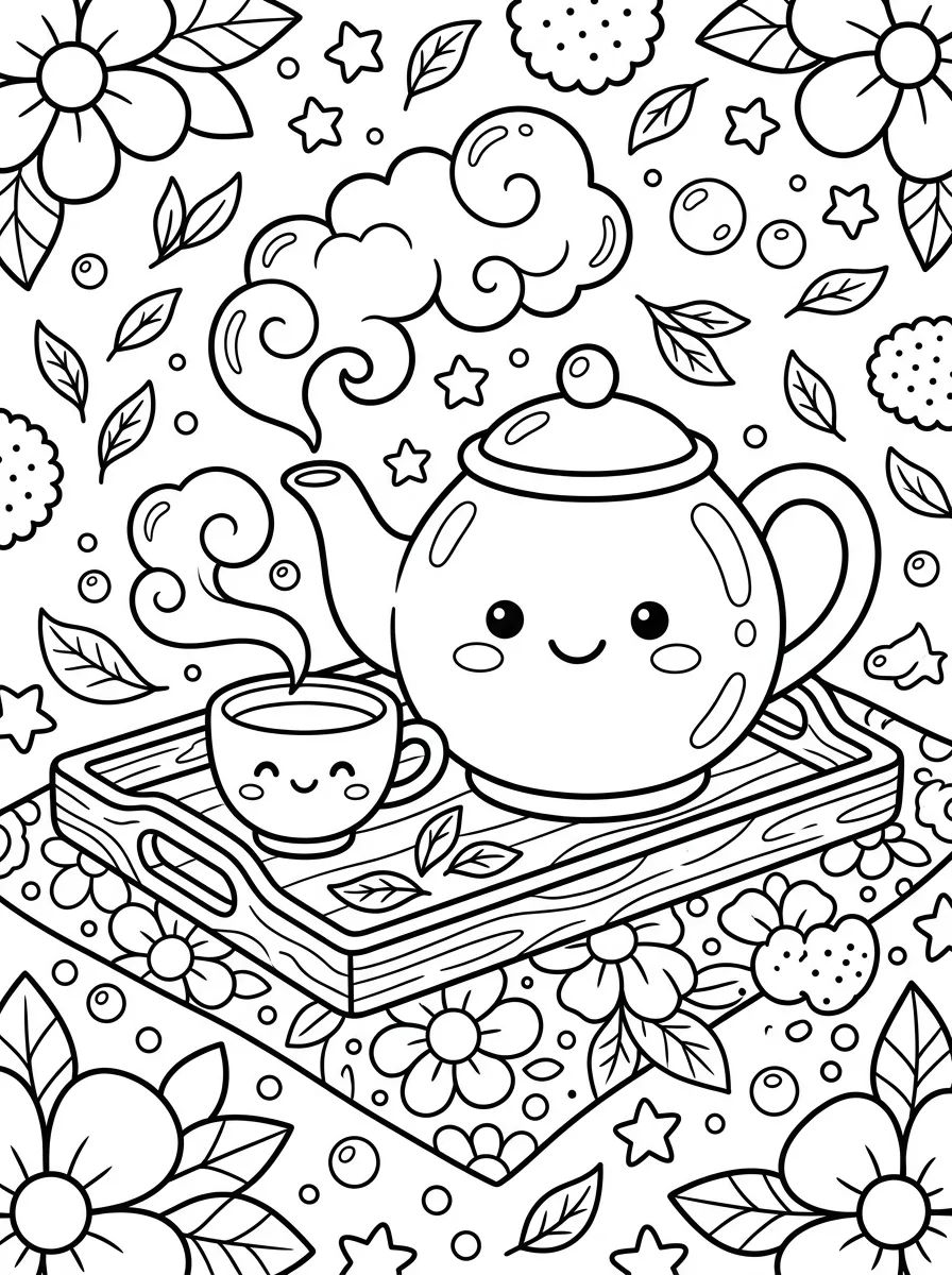 Bule e Xícara de Chá Amigos para colorir Desenho de Bule e Xícara de Chá Amigos para colorir e imprimir grátis